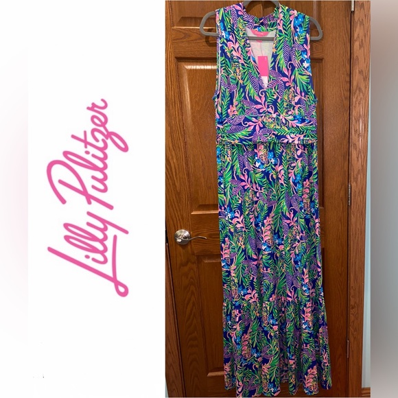chinese dress ladies Lilly Pulitzer Pearce Maxi Dress Multi Sunshine Vibes LG at Amazon Women's  Clothing store main image 1
